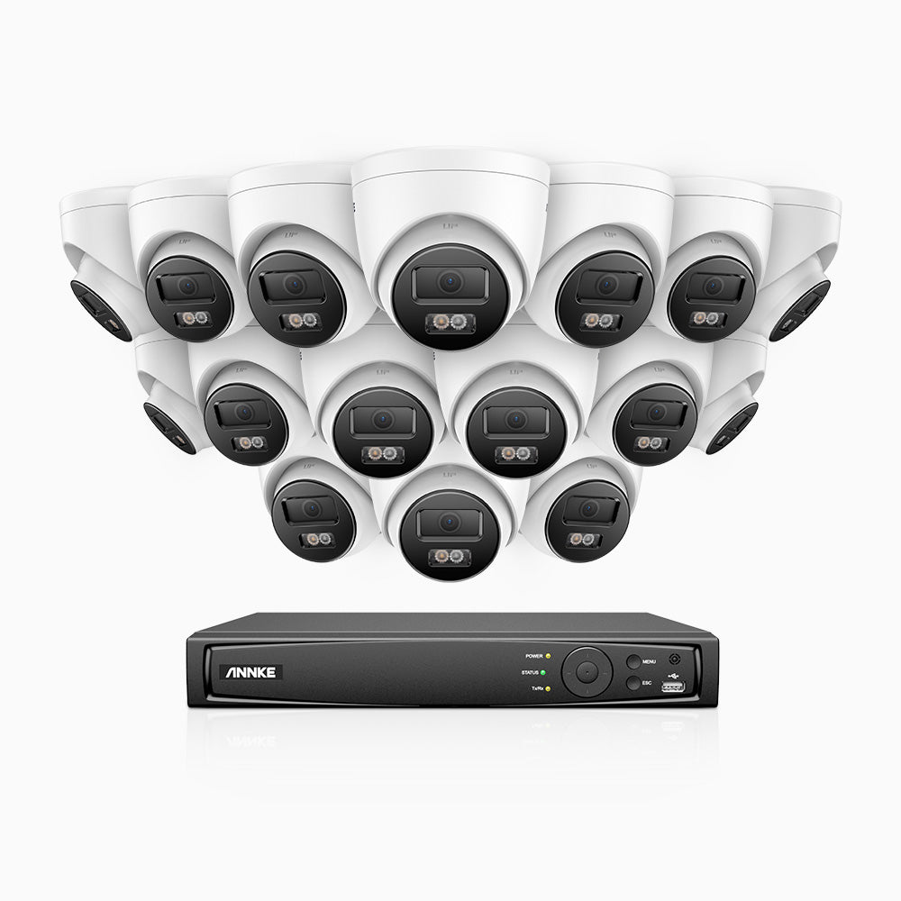 Annke H500P - 3K 16 Channel 16 Cameras PoE Security System, Color & IR Night Vision, 3072*1728 Resolution, f/1.6 Aperture (0.005 Lux), Human & Vehicle Detection, Built-in Microphone,IP67