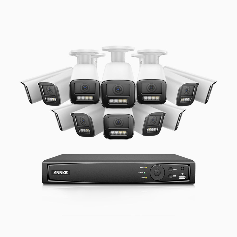 Annke HZ804 - 4K 16 Channel 12 Cameras PoE Security System, 4X Optical Zoom, 2.8 - 12 MM Motorized Varifocal Lens, Smart Dual Light Night Vision, Motion Detection 2.0, Built-in Microphone, Siren & Strobe Alarm, Upgraded Version
