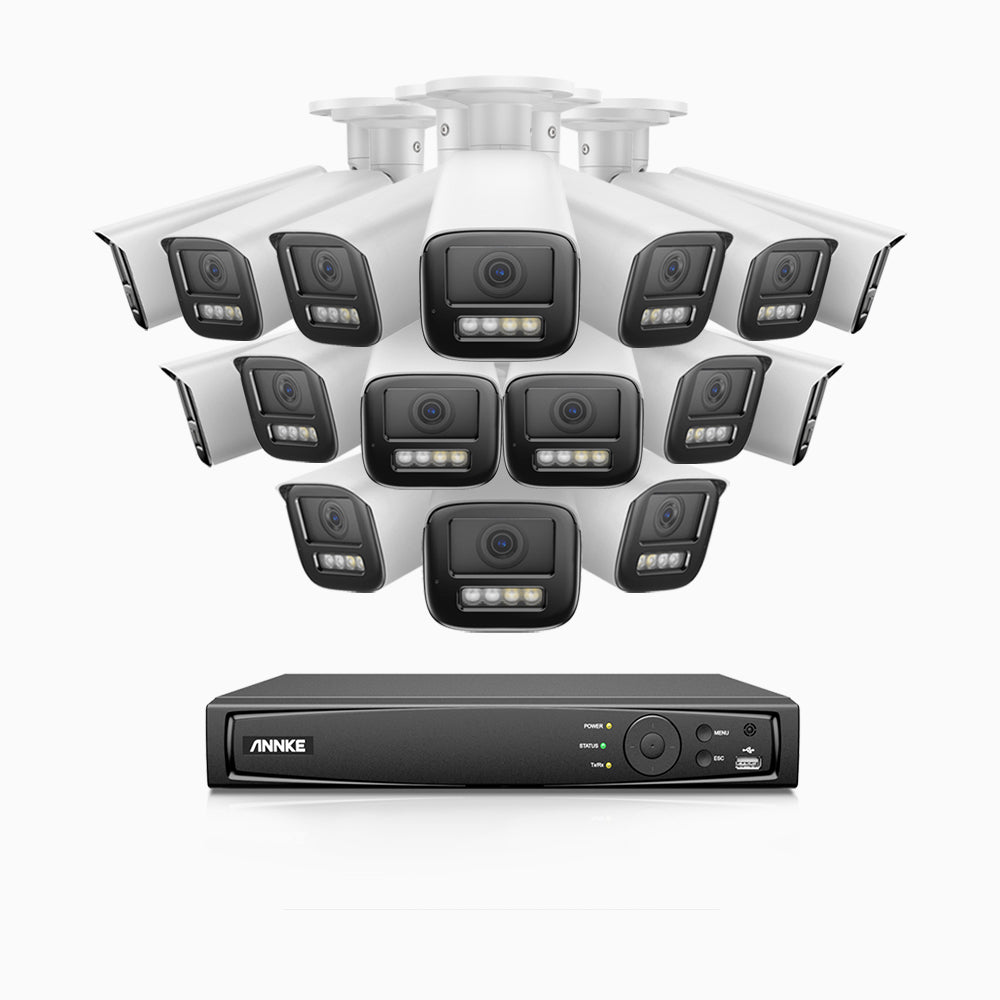 Annke HZ804 - 4K 16 Channel 16 Cameras PoE Security System, 4X Optical Zoom, 2.8 - 12 MM Motorized Varifocal Lens, Smart Dual Light Night Vision, Motion Detection 2.0, Built-in Microphone, Siren & Strobe Alarm, Upgraded Version