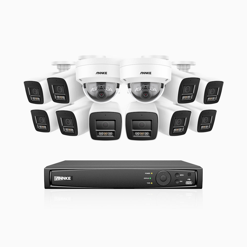 Annke H800 - 4K 16 Channel PoE Security System with 10 Bullet & 2 Dome (IK10) Cameras, Vandal-Resistant, Human & Vehicle Detection, Color & IR Night Vision, Built-in Mic, RTSP Supported