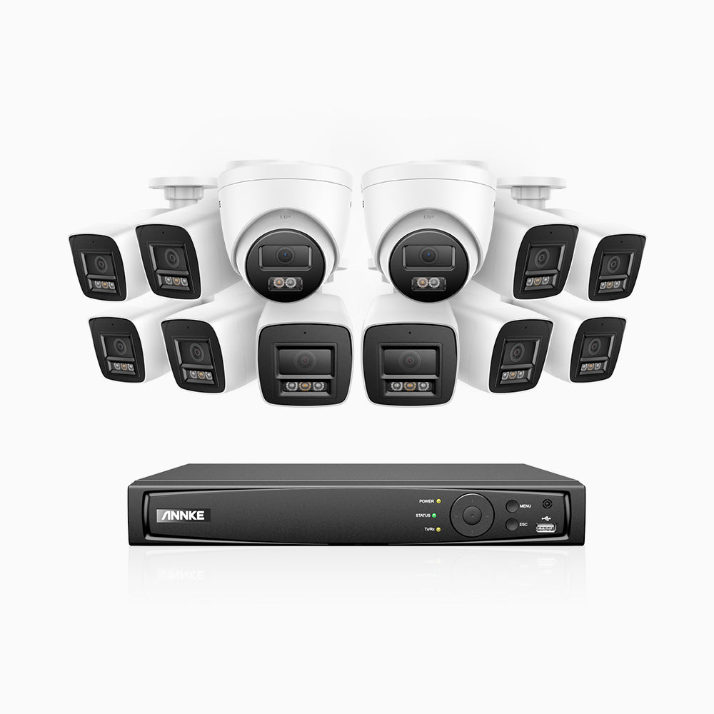 Annke H800 - 4K 16 Channel PoE Security System with 10 Bullet & 2 Turret Cameras, Human & Vehicle Detection, Color & IR Night Vision, Built-in Mic, RTSP Supported