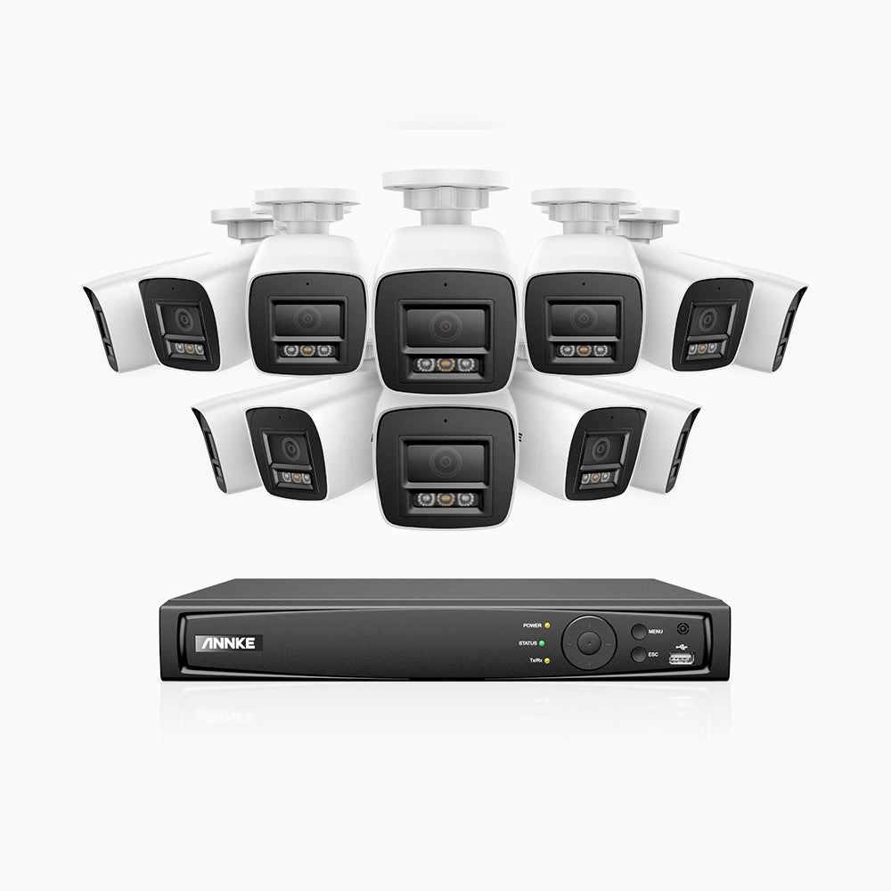 Annke H800 - 4K 16 Channel 12 Cameras PoE Security System, Human & Vehicle Detection, Built-in Micphone, Color & IR Night Vision, RTSP Supported
