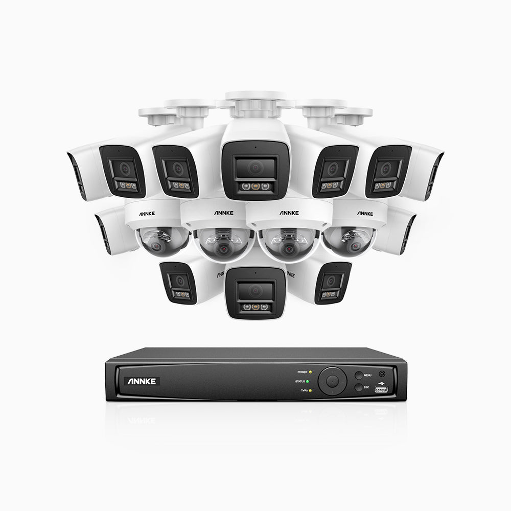 Annke H800 - 4K 16 Channel PoE Security System with 12 Bullet & 4 Dome (IK10) Cameras, Vandal-Resistant, Human & Vehicle Detection, Color & IR Night Vision, Built-in Mic, RTSP Supported