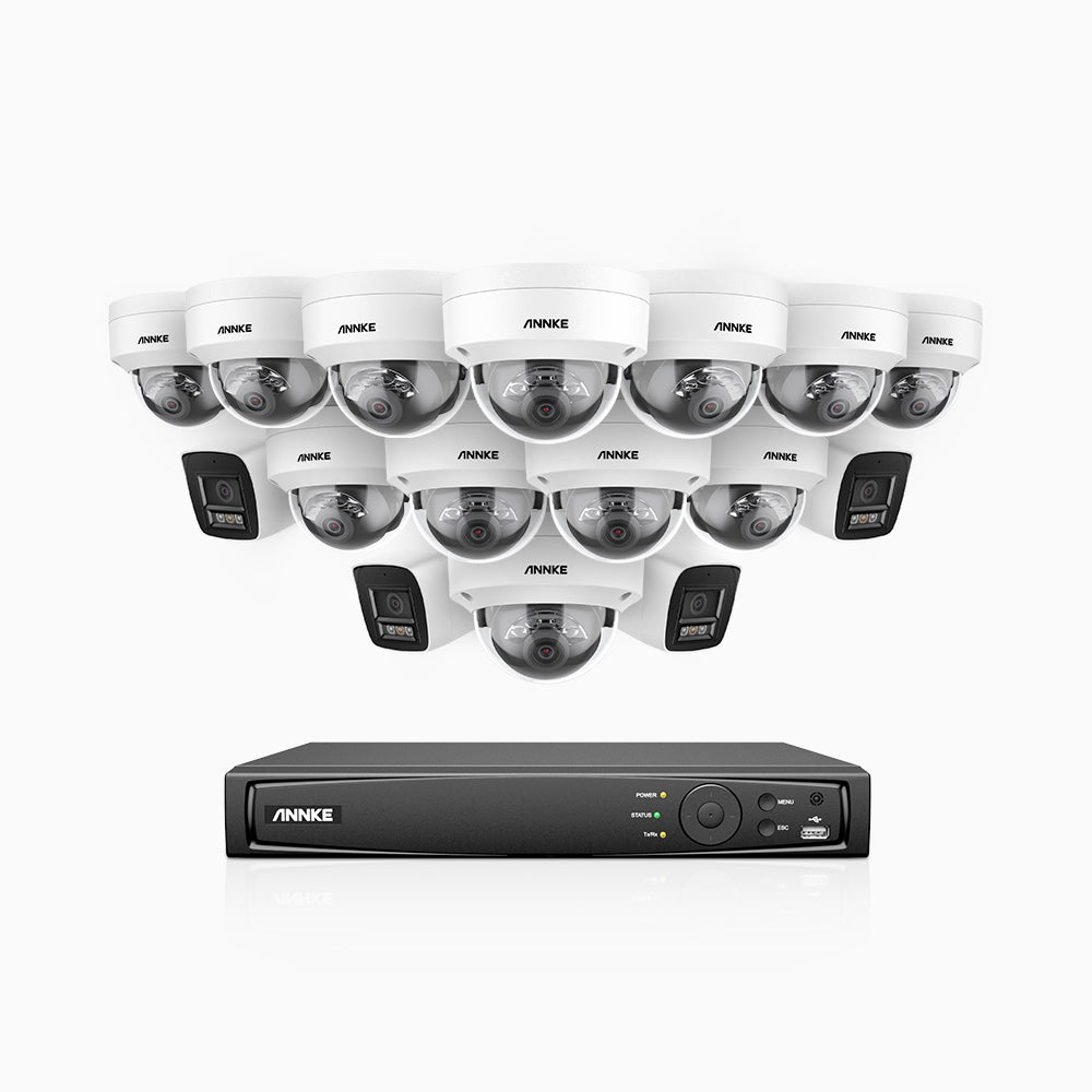 Annke H800 - 4K 16 Channel PoE Security System with 4 Bullet & 12 Dome (IK10) Cameras, Vandal-Resistant, Human & Vehicle Detection, Color & IR Night Vision, Built-in Mic, RTSP Supported