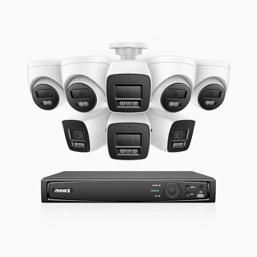 Annke H800 - 4K 16 Channel PoE Security System with 4 Bullet & 4 Turret Cameras, Human & Vehicle Detection, Color & IR Night Vision, Built-in Mic, RTSP Supported