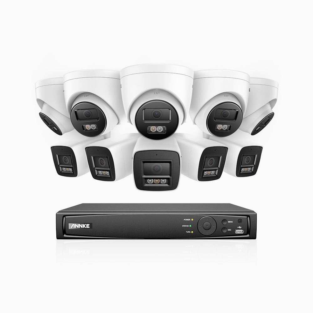 Annke H800 - 4K 16 Channel PoE Security System with 5 Bullet & 5 Turret Cameras, Human & Vehicle Detection, Color & IR Night Vision, Built-in Mic, RTSP Supported