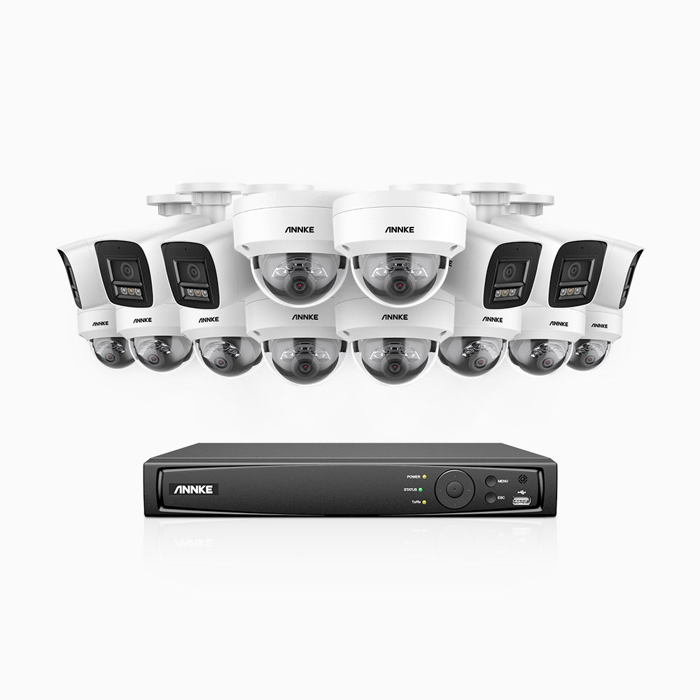 Annke H800 - 4K 16 Channel PoE Security System with 6 Bullet & 10 Dome (IK10) Cameras, Vandal-Resistant, Human & Vehicle Detection, Color & IR Night Vision, Built-in Mic, RTSP  Supported