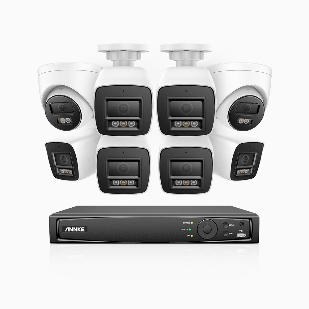 Annke H800 - 4K 16 Channel PoE Security System with 6 Bullet & 2 Turret Cameras, Human & Vehicle Detection, Color & IR Night Vision, Built-in Mic, RTSP Supported