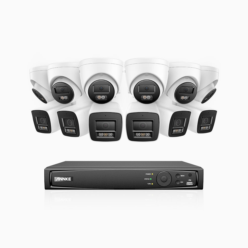 Annke H800 - 4K 16 Channel PoE Security System with 6 Bullet & 6 Turret Cameras, Human & Vehicle Detection, Color & IR Night Vision, Built-in Mic, RTSP Supported
