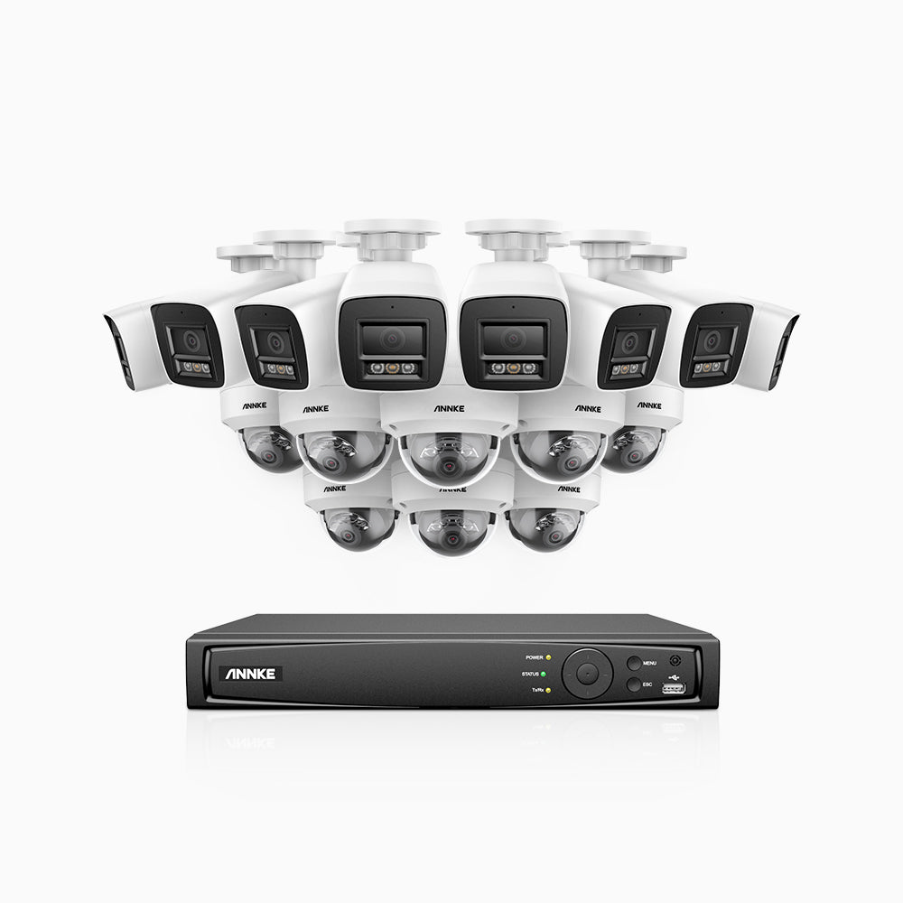 Annke H800 - 4K 16 Channel PoE Security System with 8 Bullet & 8 Dome (IK10) Cameras, Vandal-Resistant, Human & Vehicle Detection, Color & IR Night Vision, Built-in Mic, RTSP Supported