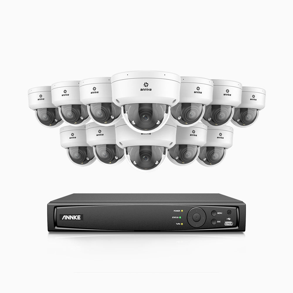 Annke HZ804 - 4K 16 Channel 12 Cameras PoE Security System, 4X Optical Zoom, 2.8 - 12 MM Motorized Varifocal Lens, Smart Dual Light Night Vision, Motion Detection 2.0, Built-in Microphone, Siren & Strobe Alarm, Upgraded Version