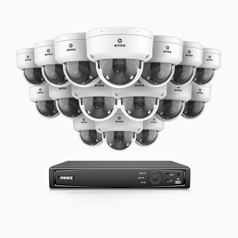 Annke HZ804 - 4K 16 Channel 16 Cameras PoE Security System, 4X Optical Zoom, 2.8 - 12 MM Motorized Varifocal Lens, Smart Dual Light Night Vision, Motion Detection 2.0, Built-in Microphone, Siren & Strobe Alarm, Upgraded Version