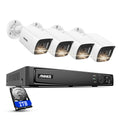 ANNKE H800 4K PoE Security Camera System 8CH H.265+ NVR with 2TB HDD for 7/24 Recording, AI Human/Vehicle Detection, 4X 8MP Outdoor Bullet IP Cam, Spotlight Color Night Vision, IP67