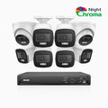 Annke NightChroma NCK500 - 3K 8 Channel PoE Security System with 6 Bullet & 2 Turret Cameras, Acme Color Night Vision, f/1.0 Super Aperture, Active Alignment, Built-in Microphone, IP67, All-Metal Housing