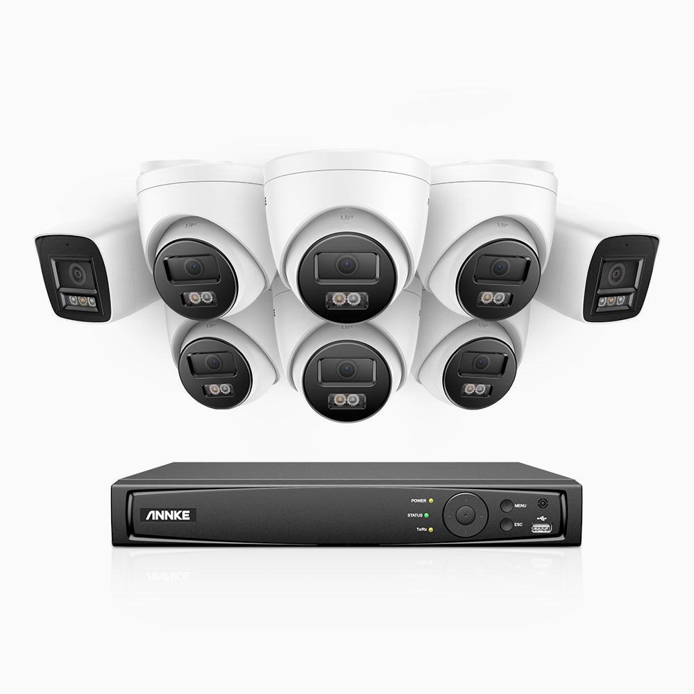 Annke H800 - 4K 8 Channel PoE Security System with 2 Bullet & 6 Turret Cameras, Human & Vehicle Detection, Color & IR Night Vision, Built-in Mic, RTSP Supported