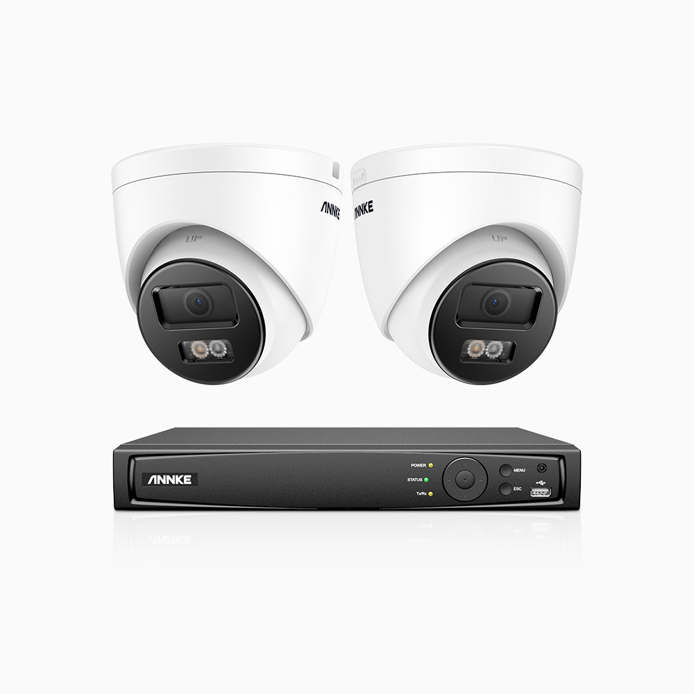 Annke H800 - 4K 8 Channel 2 Cameras PoE Security System, Human & Vehicle Detection, Color & IR Night Vision, Built-in Mic, RTSP Supported