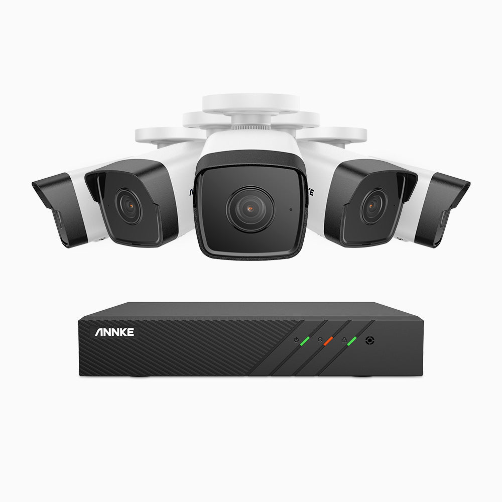 Annke H500 - 3K Super HD 8 Channel 5 Cameras PoE Security System, EXIR 2.0 Night Vision, Built-in Mic & SD Card Slot, Works with Alexa ,IP67 Waterproof, RTSP Supported