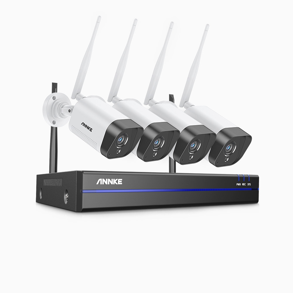 Annke WS300 – 2K Super HD 8 Channel 4 Cameras WiFi NVR Security System, Built-in Mic, Human Recognition, Works with Alexa