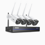 Annke WS300 – 2K Super HD 8 Channel 4 Cameras WiFi NVR Security System, Built-in Mic, Human Recognition, Works with Alexa