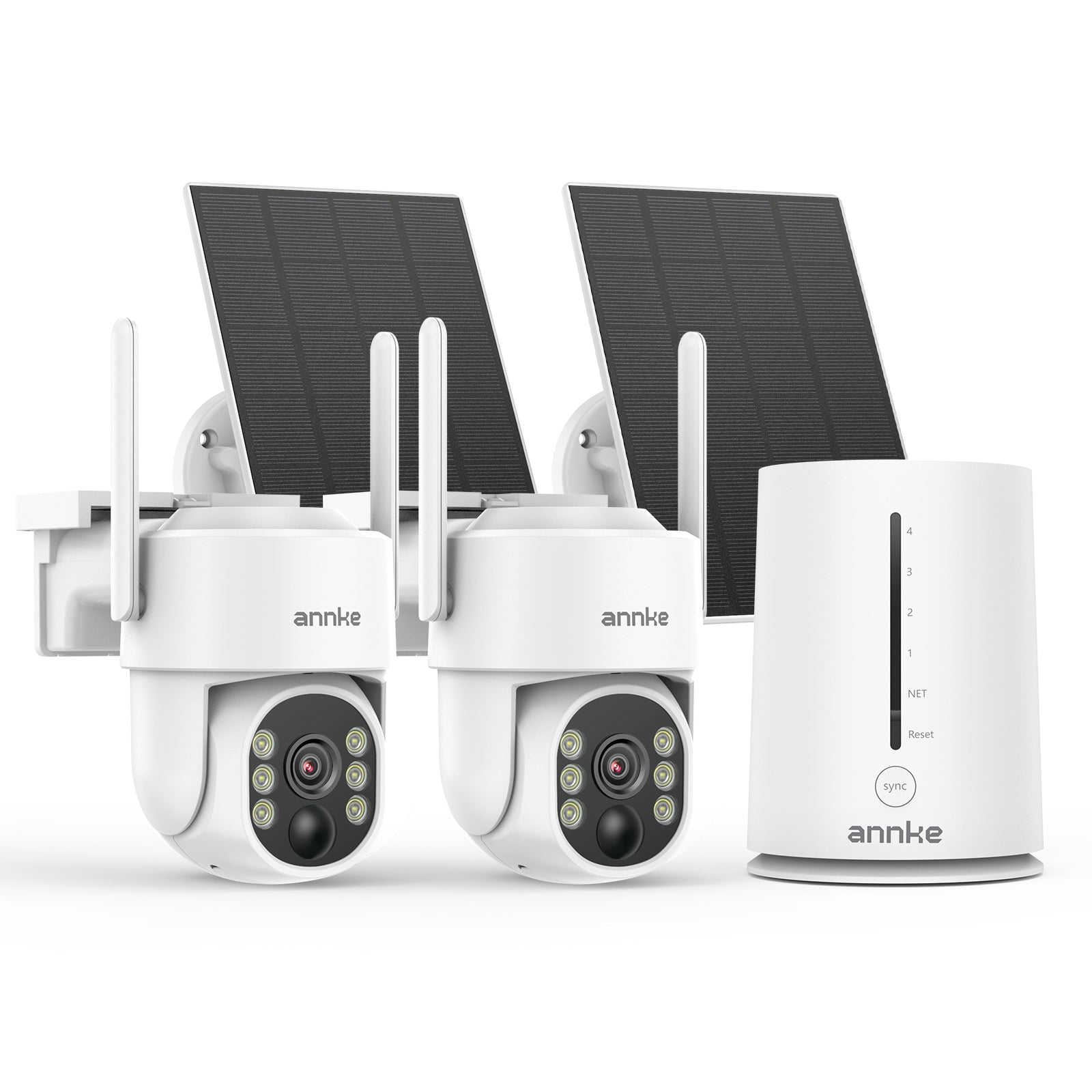 ANNKE 4MP 2K Wireless Home Camera System, 2-Cam Kit Security System, Solar Cameras Outdoor, PIR Human Detection, Instant Alerts, Compatible with Alexa, Color Night Vision, No Monthly Fee