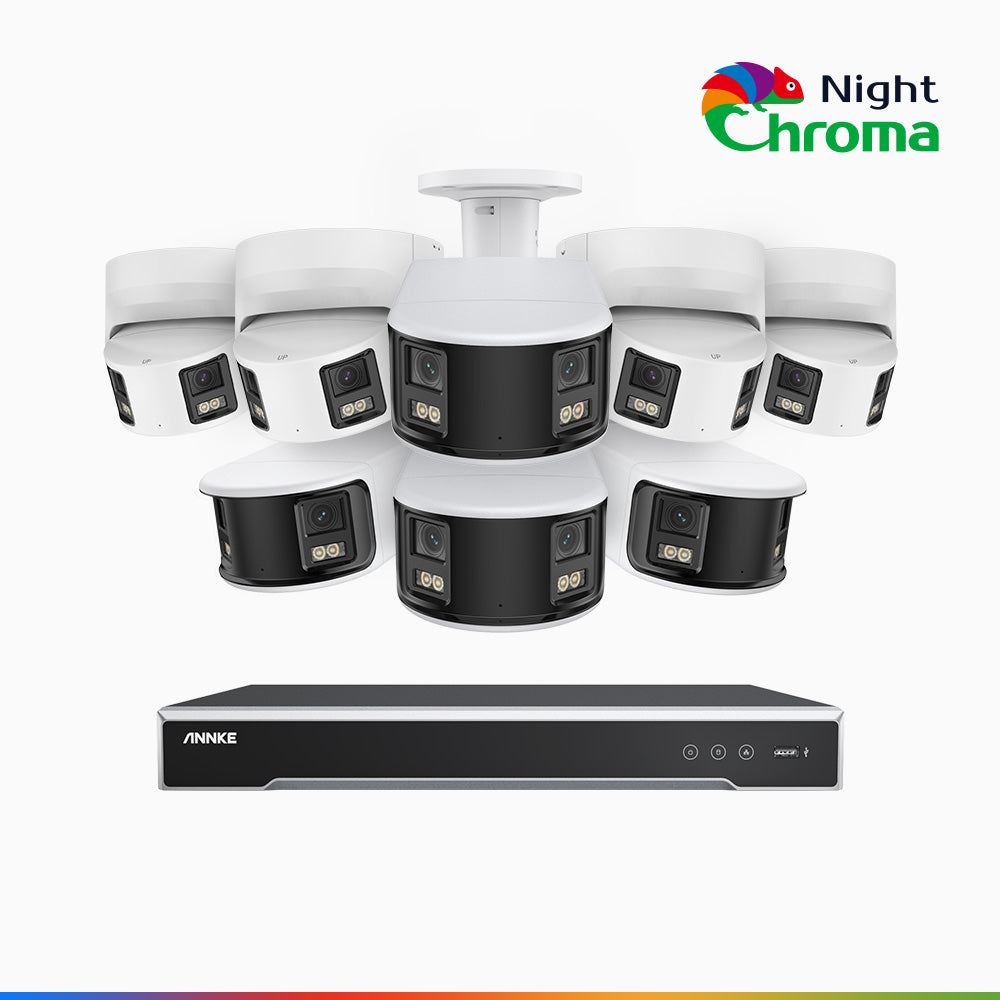 Annke NightChroma NDK800 – 4K 8 Channel Panoramic Dual Lens PoE Security System with 4 Bullet & 4 Turret Cameras, f/1.0 Super Aperture, Acme Color Night Vision, Active Siren and Strobe, Human & Vehicle Detection, Built-in Mic ,Two-Way Audio