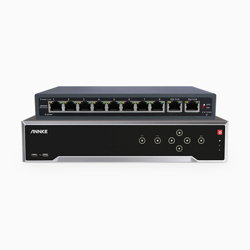 Annke 4K 32 Channel PoE NVR Recorder with 16 PoE Ports, 12MP Video Resolution, 4 Hard Drive Bays, H.265+, Motion Detection, Remote Access