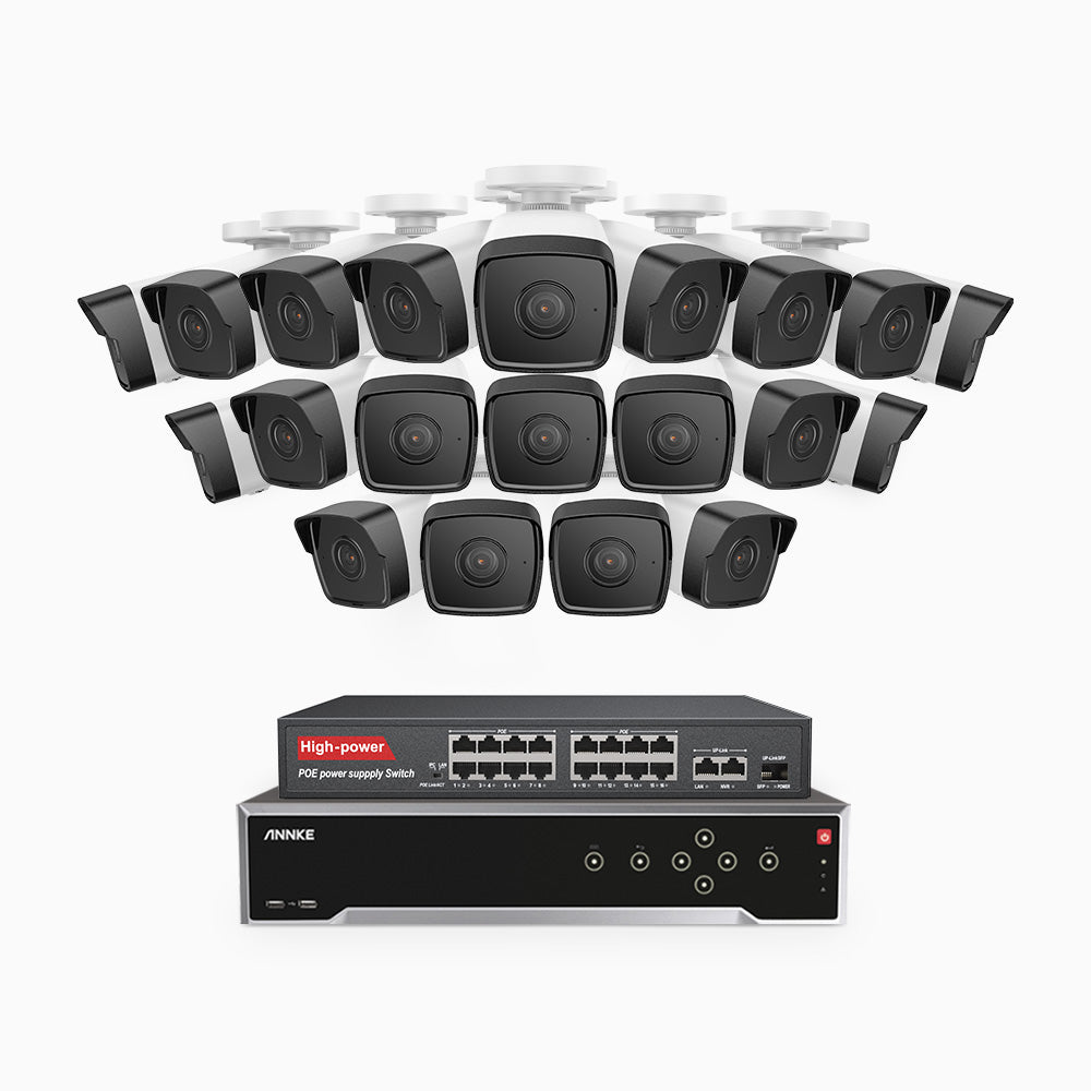 Annke H500 - 3K 32 Channel 20 Cameras PoE Security System, EXIR 2.0 Night Vision, Built-in Mic & SD Card Slot, Works with Alexa, 16-Port PoE Switch Included ,IP67 Waterproof, RTSP Supported