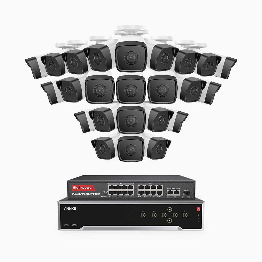 Annke H500 - 3K 32 Channel 24 Cameras PoE Security System, EXIR 2.0 Night Vision, Built-in Mic & SD Card Slot, Works with Alexa, 16-Port PoE Switch Included ,IP67 Waterproof, RTSP Supported