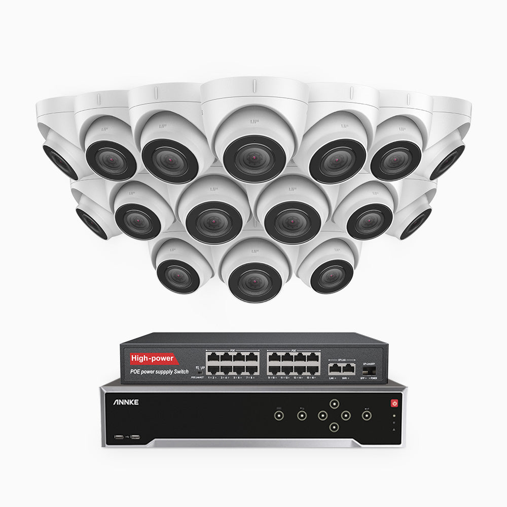 Annke H500 - 3K 32 Channel 16 Cameras PoE Security System, EXIR 2.0 Night Vision, Built-in Mic & SD Card Slot, Works with Alexa, 16-Port PoE Switch Included ,IP67 Waterproof, RTSP Supported