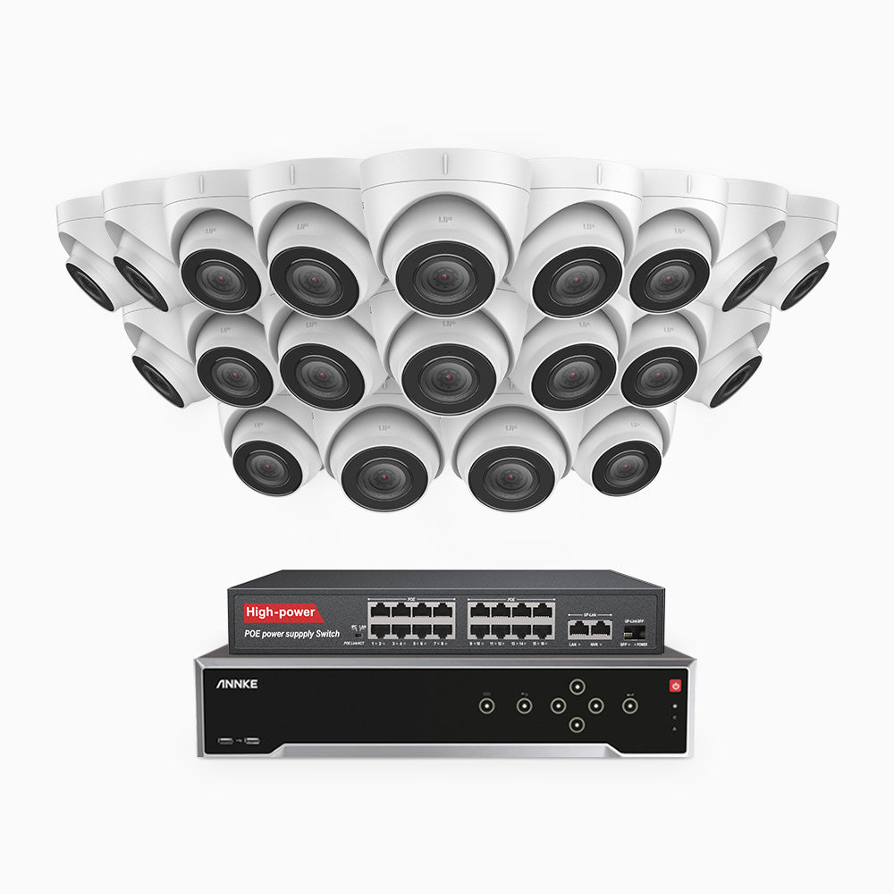 Annke H500 - 3K 32 Channel 20 Cameras PoE Security System, EXIR 2.0 Night Vision, Built-in Mic & SD Card Slot, Works with Alexa, 16-Port PoE Switch Included ,IP67 Waterproof, RTSP Supported