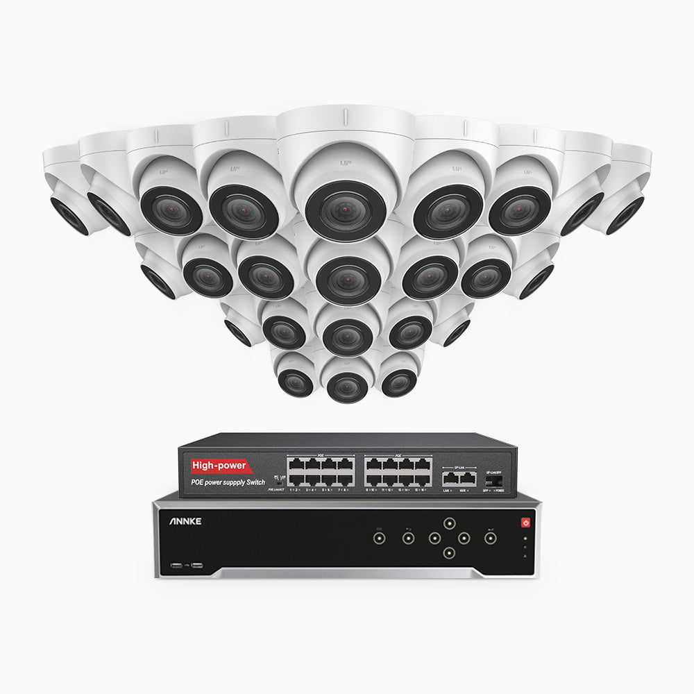 Annke H500 - 3K 32 Channel 24 Cameras PoE Security System, EXIR 2.0 Night Vision, Built-in Mic & SD Card Slot, Works with Alexa, 16-Port PoE Switch Included ,IP67 Waterproof, RTSP Supported