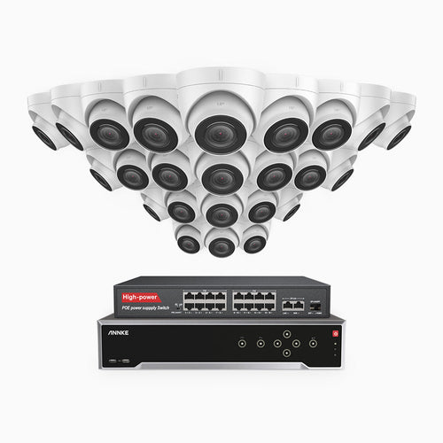 Annke H500 - 3K 32 Channel 24 Cameras PoE Security System, EXIR 2.0 Night Vision, Built-in Mic & SD Card Slot, Works with Alexa, 16-Port PoE Switch Included ,IP67 Waterproof, RTSP Supported