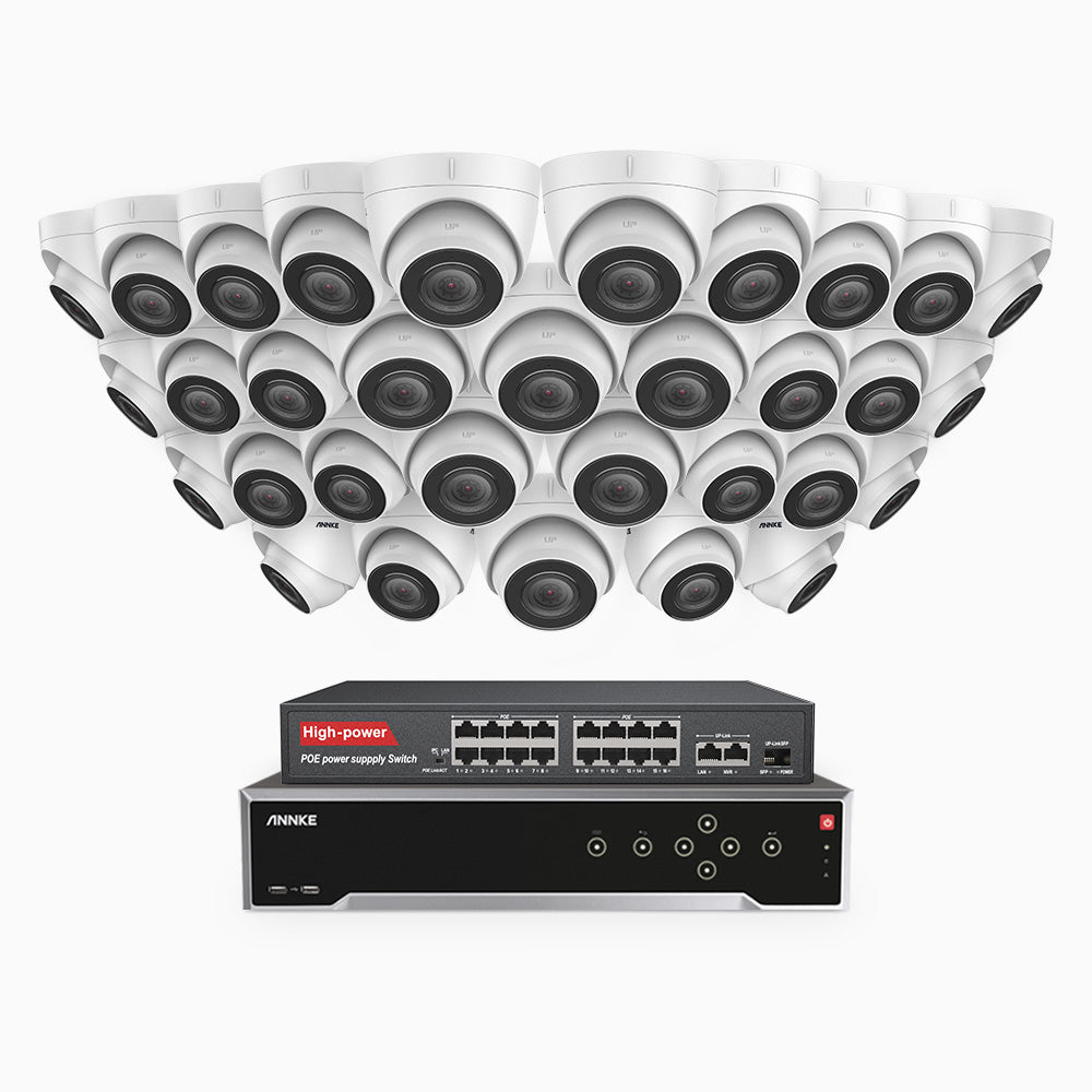 Annke H500 - 3K 32 Channel 32 Cameras PoE Security System, EXIR 2.0 Night Vision, Built-in Mic & SD Card Slot, Works with Alexa, 16-Port PoE Switch Included ,IP67 Waterproof, RTSP Supported
