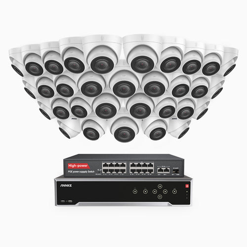 Annke H500 - 3K 32 Channel 32 Cameras PoE Security System, EXIR 2.0 Night Vision, Built-in Mic & SD Card Slot, Works with Alexa, 16-Port PoE Switch Included ,IP67 Waterproof, RTSP Supported