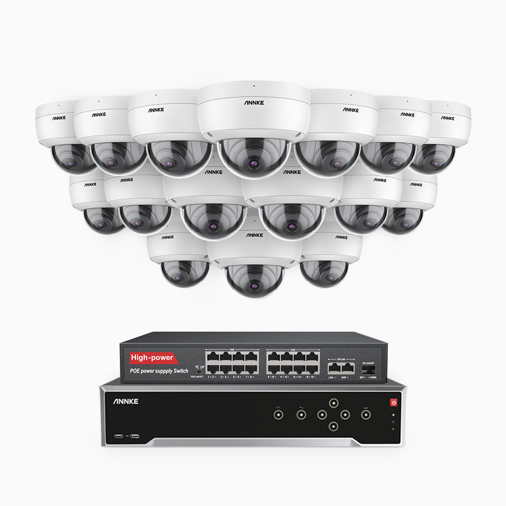 Annke H500 - 3K 32 Channel 16 Cameras PoE Security System, EXIR 2.0 Night Vision, Built-in Mic & SD Card Slot, Works with Alexa, 16-Port PoE Switch Included ,IP67 Waterproof, RTSP Supported
