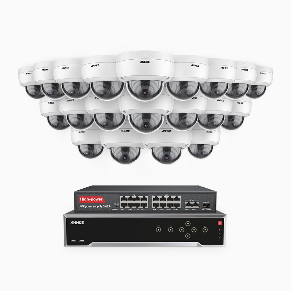 Annke H500 - 3K 32 Channel 20 Cameras PoE Security System, EXIR 2.0 Night Vision, Built-in Mic & SD Card Slot, Works with Alexa, 16-Port PoE Switch Included ,IP67 Waterproof, RTSP Supported