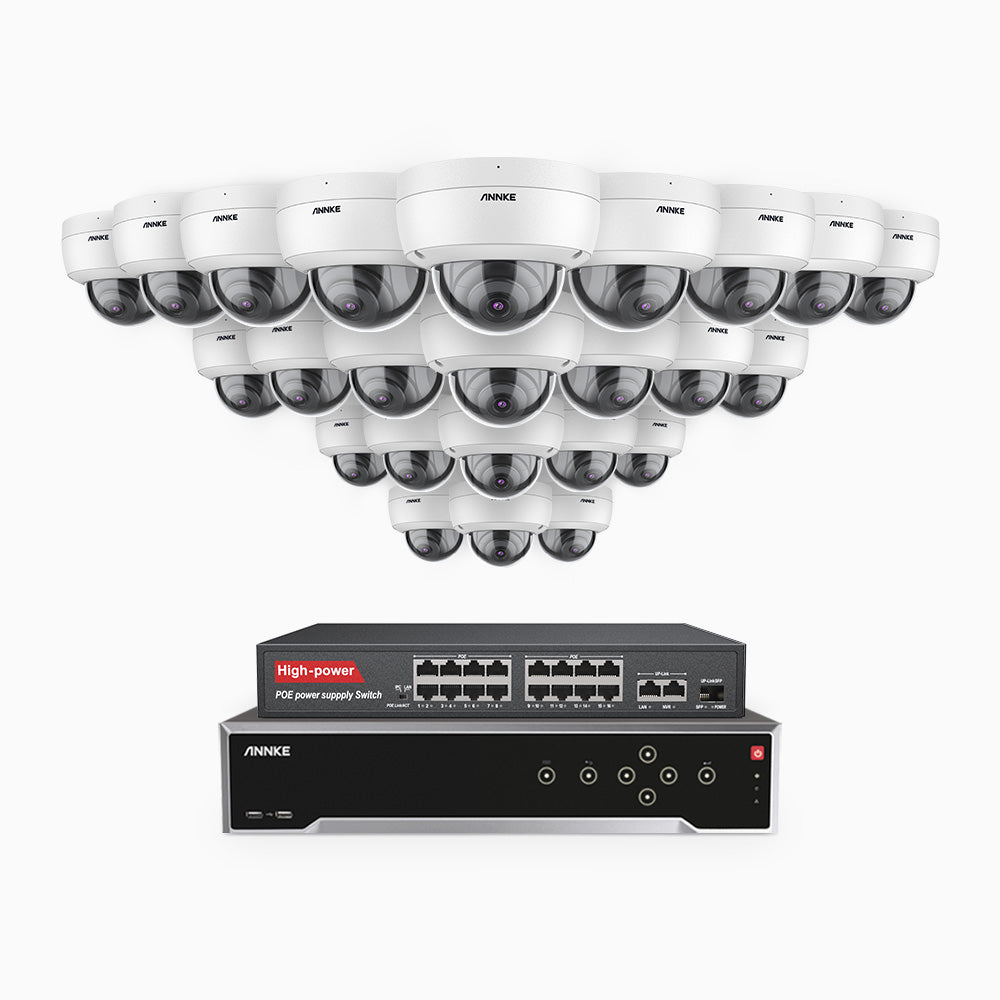 Annke H500 - 3K 32 Channel 24 Cameras PoE Security System, EXIR 2.0 Night Vision, Built-in Mic & SD Card Slot, Works with Alexa, 16-Port PoE Switch Included ,IP67 Waterproof, RTSP Supported