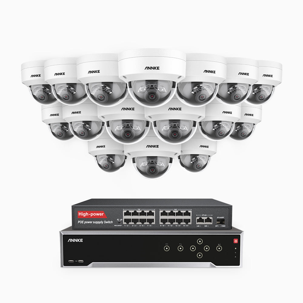 Annke H1200 - 4K 12MP 32 Channel 16 Cameras PoE Security System, Color & IR Night Vision, Human & Vehicle Detection, H.265+, Built-in Microphone, Max. 512 GB Local Storage, IP67