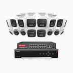 Annke H800 - 4K 32 Channel PoE Security System with 10 Bullet & 6 Turret Cameras, Human & Vehicle Detection, Color & IR Night Vision, Built-in Mic, RTSP Supported, 16-Port PoE Switch Included