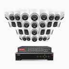 Annke H800 - 4K 32 Channel PoE Security System with 12 Bullet & 20 Turret Cameras, Human & Vehicle Detection, Color & IR Night Vision, Built-in Mic, RTSP Supported, 16-Port PoE Switch Included