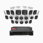 Annke H800 - 4K 32 Channel PoE Security System with 12 Bullet & 8 Turret Cameras, Human & Vehicle Detection, Color & IR Night Vision, Built-in Mic, RTSP Supported, 16-Port PoE Switch Included