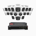 Annke H800 - 4K 32 Channel PoE Security System with 14 Bullet & 6 Turret Cameras, Human & Vehicle Detection, Color & IR Night Vision, Built-in Mic, RTSP Supported, 16-Port PoE Switch Included