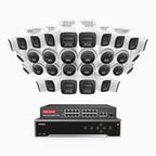 Annke H800 - 4K 32 Channel PoE Security System with 16 Bullet & 16 Turret Cameras, Human & Vehicle Detection, Color & IR Night Vision, Built-in Mic, RTSP Supported, 16-Port PoE Switch Included