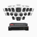 Annke H800 - 4K 32 Channel PoE Security System with 16 Bullet & 4 Turret Cameras, Human & Vehicle Detection, Color & IR Night Vision, Built-in Mic, RTSP Supported, 16-Port PoE Switch Included