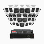 Annke H800 - 4K 32 Channel PoE Security System with 20 Bullet & 12 Turret Cameras, Human & Vehicle Detection, Color & IR Night Vision, Built-in Mic, RTSP Supported, 16-Port PoE Switch Included