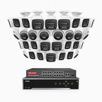 Annke H800 - 4K 32 Channel PoE Security System with 22 Bullet & 10 Turret Cameras, Human & Vehicle Detection, Color & IR Night Vision, Built-in Mic, RTSP Supported, 16-Port PoE Switch Included