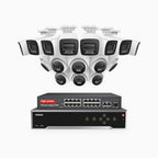 Annke H800 - 4K 32 Channel PoE Security System with 8 Bullet & 8 Turret Cameras, Human & Vehicle Detection, Color & IR Night Vision, Built-in Mic, RTSP Supported, 16-Port PoE Switch Included