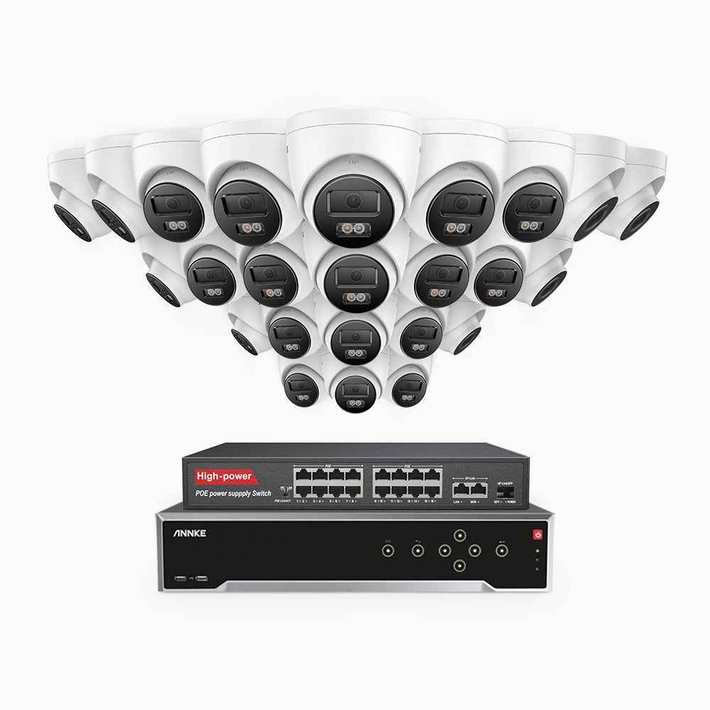 Annke H1200 - 4K 12MP 32 Channel 24 Cameras PoE Security System, Color & IR Night Vision, Human & Vehicle Detection, H.265+, Built-in Microphone, Max. 512 GB Local Storage, IP67