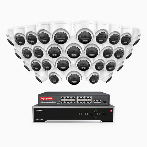 Annke H1200 - 4K 12MP 32 Channel 32 Cameras PoE Security System, Color & IR Night Vision, Human & Vehicle Detection, H.265+, Built-in Microphone, Max. 512 GB Local Storage, IP67