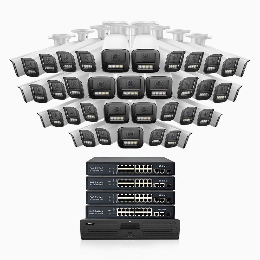 Annke HZ804 - 4K 64 Channel 40 Cameras PoE Security System, 4X Optical Zoom, 2.8 - 12 MM Motorized Varifocal Lens, Smart Dual Light Night Vision, Motion Detection 2.0, Built-in Microphone, Siren & Strobe Alarm, Upgraded Version